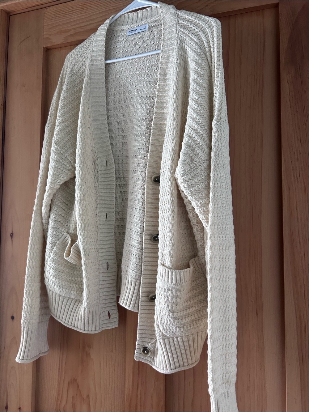 Sonoma Cream Knit Button-Front Cardigan